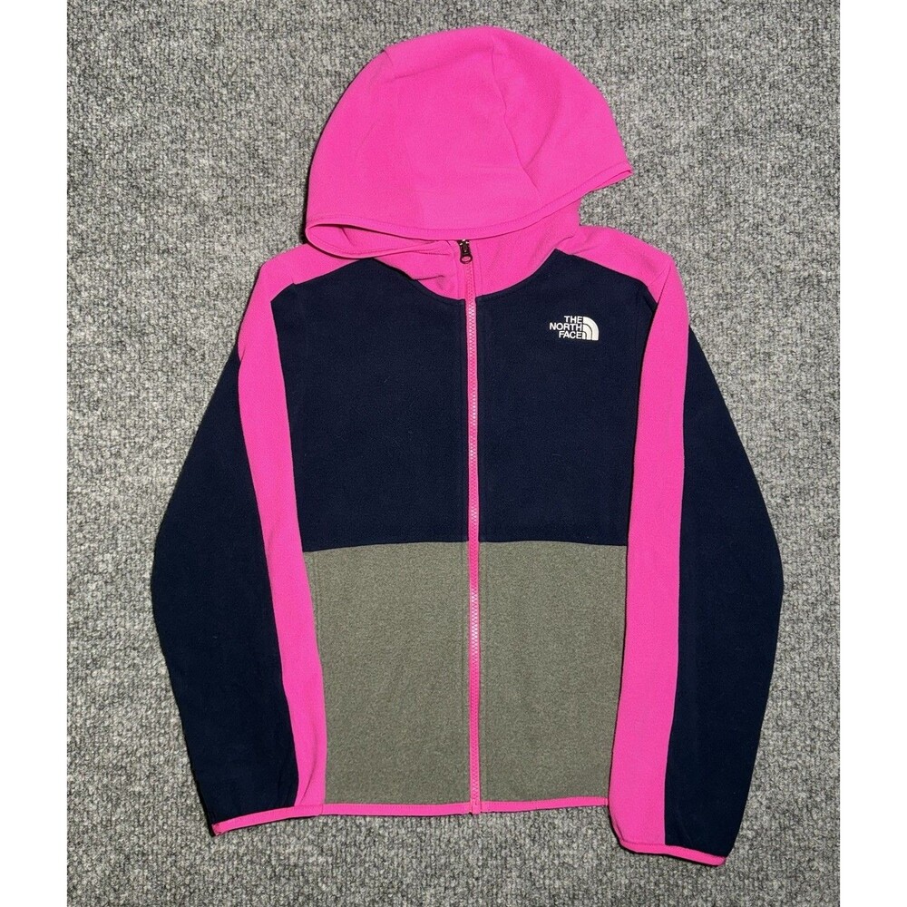 The North Face Glacier Fleece Full Zip Hoodie Multicolor Colorblock Girls 10/12